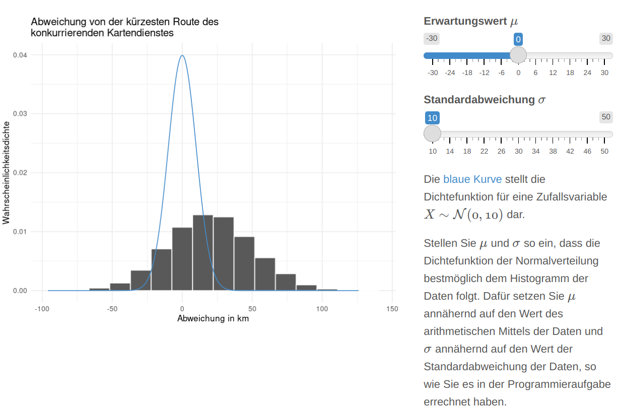 Screenshot der Lernanwendung